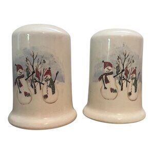 Vintage Royal Seasons Snowman Salt & Pepper Shakers 3" Stoneware